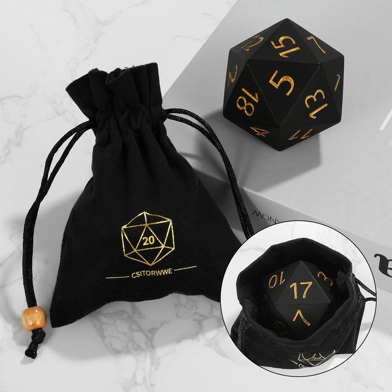 CSITORWWE 55mm Giant D20 Dice,20 Sided Resin Dice with Velvet Pouch, Titan Polyhedral Dice for TTRPG Tabletop Gaming,Dungeon Masters,RPG Adventures(Black) - Image 5